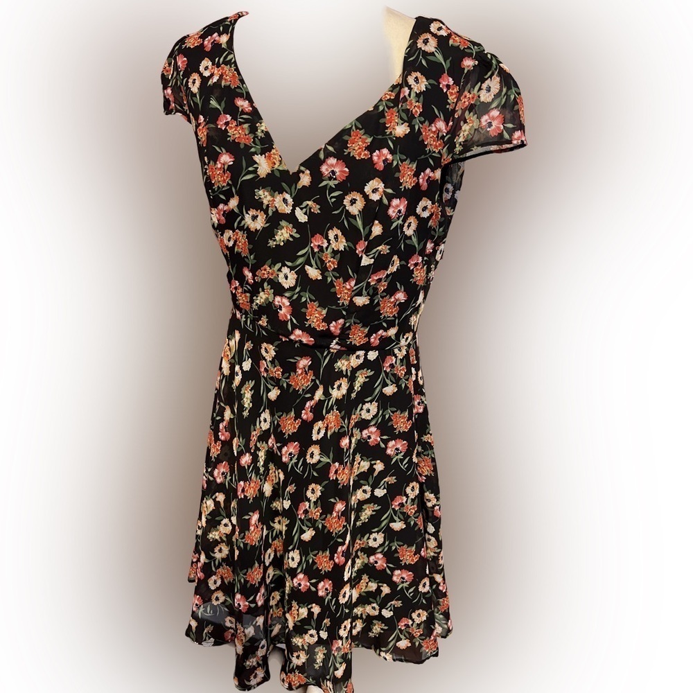 Betsy Johnson Floral Polyester Dress Cap Sleeves 10